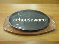 กระทะร้อน (กระทะร้อนแบบเคลือบมีไม้รอง) จานร้อน ,กระทะร้อนพร้อมเสริฟ Hot pan (hot pan Well Steel meat hot a frying pan coated) 006-KC1169