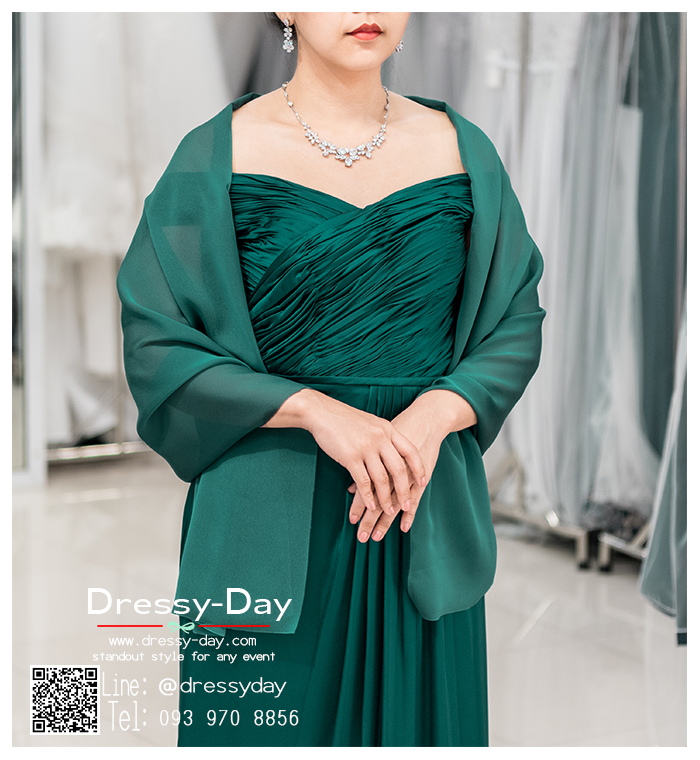 รหัส ชุดผ้าคลุมไหล่ : DD006 ผ้าคลุมไหล่ชุดราตรี ไปงานแต่ง ออกงาน สวย เรียบหรู ไฮโซมากค่ะ พร้อมส่ง สีเขียว