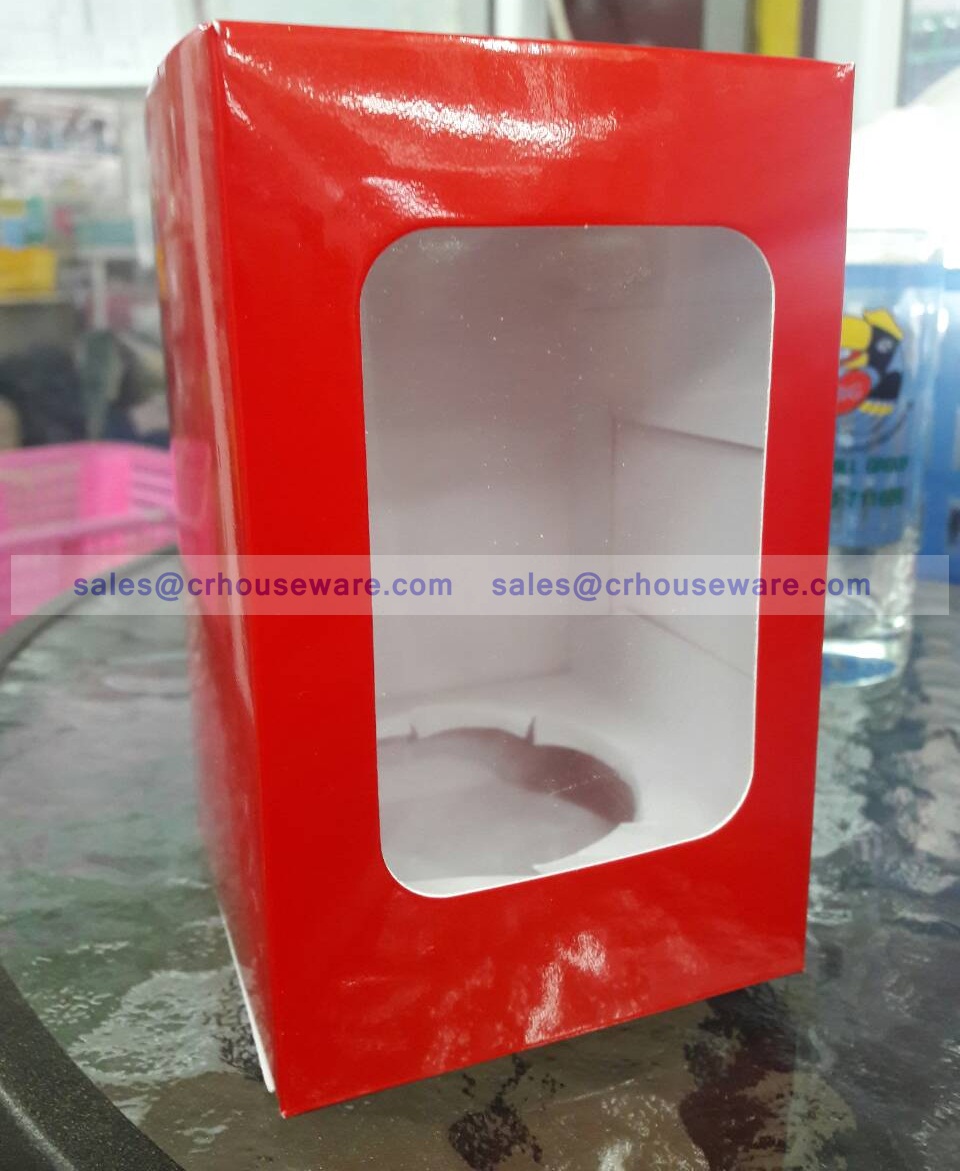 กล่องบรรจุแก้วน้ำ 10 oz. 005-K1210 (เฉพาะกล่อง),กล่องกระดาษของขวัญ,กล่องใส่แก้วน้ำโชว์ลายของขวัญ,กล่องสำหรับสินค้าพรี่เมี่ยม