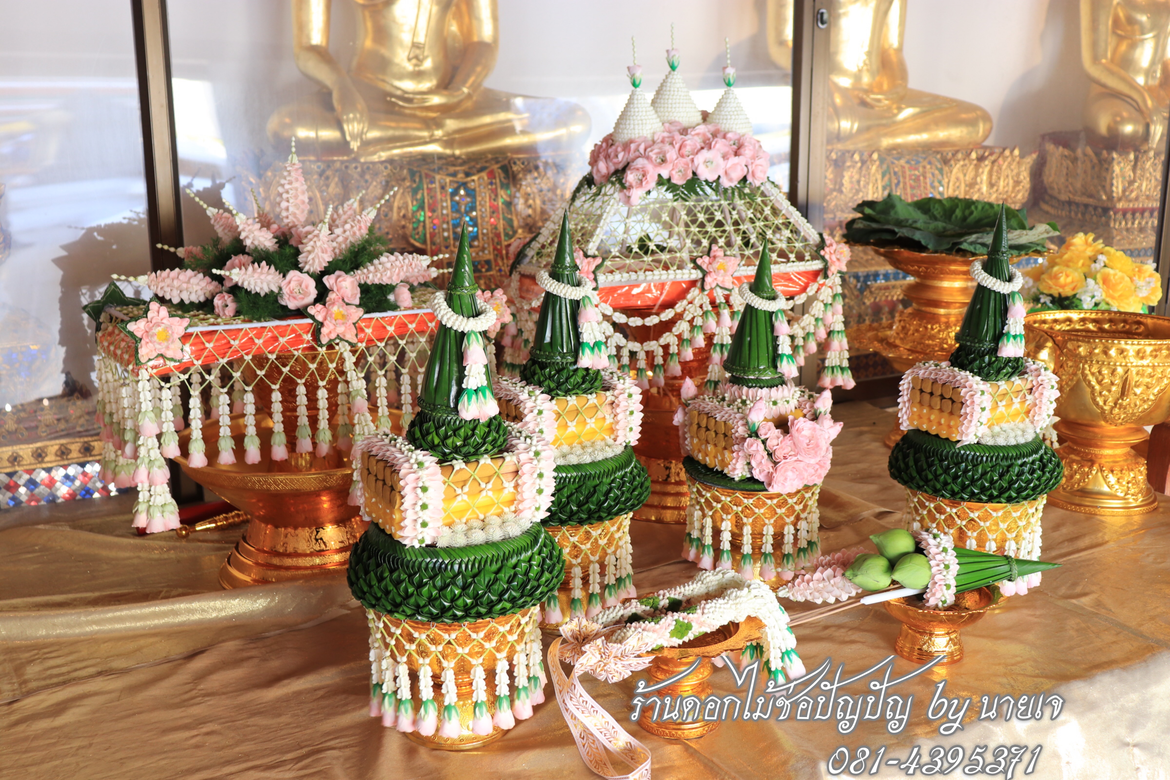 ชุดเครื่องบวชดอกไม้สด ชุดC7 24พย.61 วัดสระเกศฯ