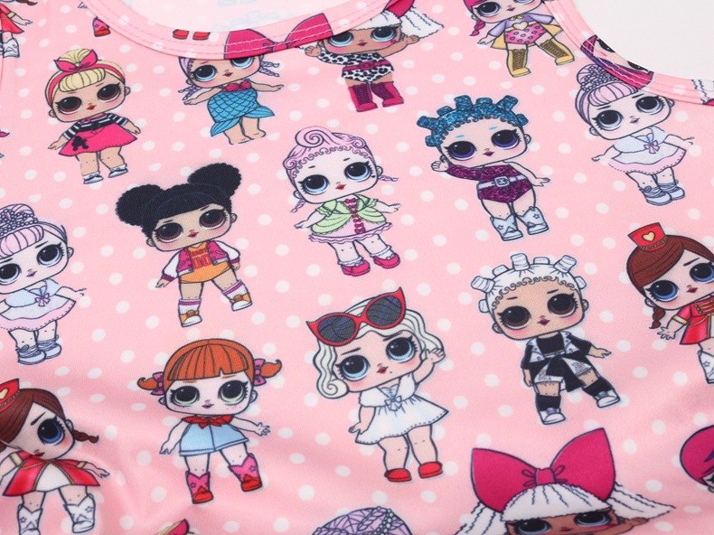 พร้อมส่ง ชุดเดรสแขนกุดลายยูนิคอน LOL สีชมพู