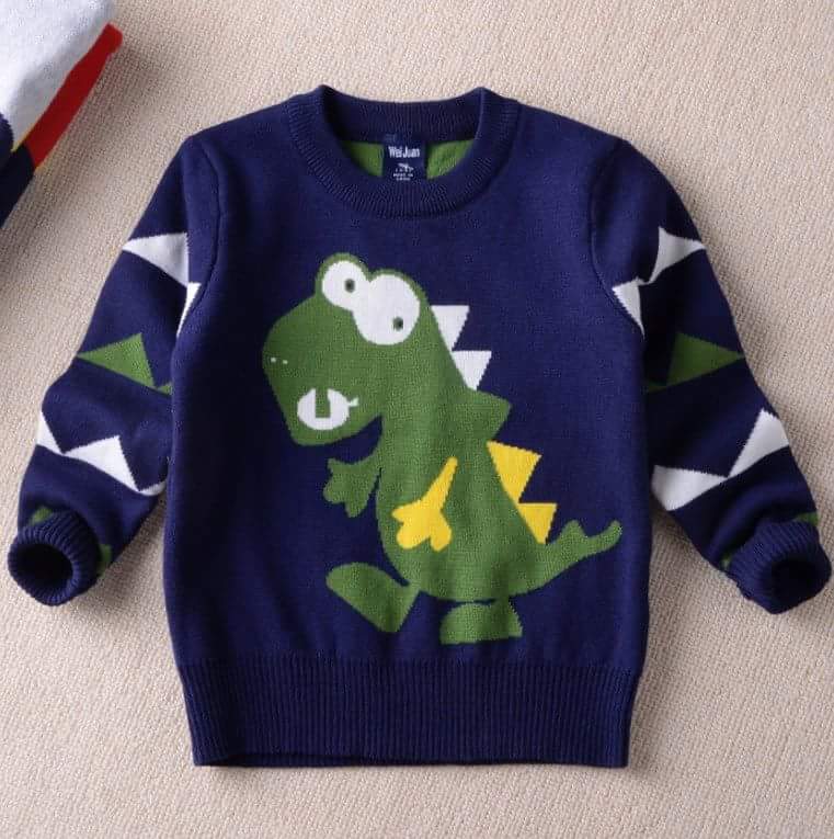 เสื้อกันหนาวไหมพรม ไดโนเสาร์ สีแดง,เทา,กรม