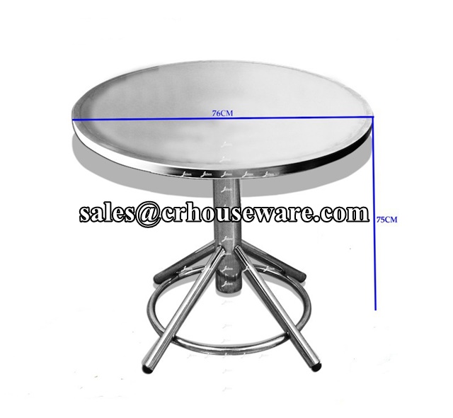 โต๊ะสเตนเลสกลมขาวงแหวน (76 ซม.) รหัส 075-JK234