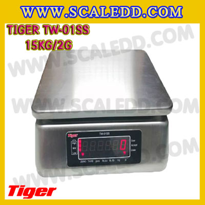 เครื่องชั่งกันน้ำ15kg รุ่น TW-01SS ตาชั่งกันน้ำ15kg เครื่องชั่งดิจิตอลกันน้ำ15kg พิกัด 15kg ความละเอียด 2g Waterproof Digital Scale ยี่ห้อ Tiger รุ่น TW-01SS