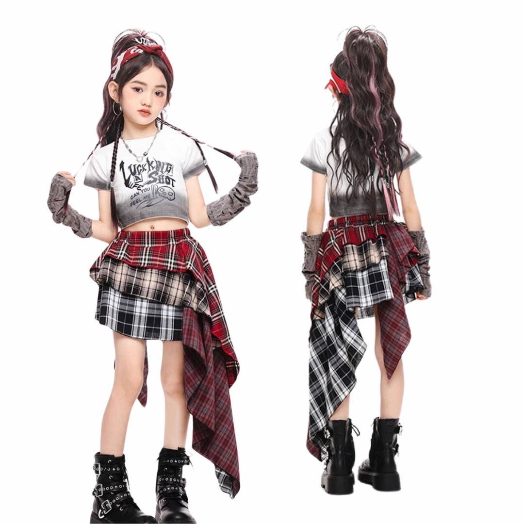 พร้อมส่ง ชุดเต้นเด็กผู้หญิง เซ็ต ลายพลาง