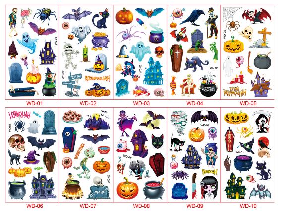 สติกเกอร์ แทททู ฮาโลวีน โพนี่ เมอเมด มีให้เลือกแบบเรืองแสงกับไม่เรืองแสง