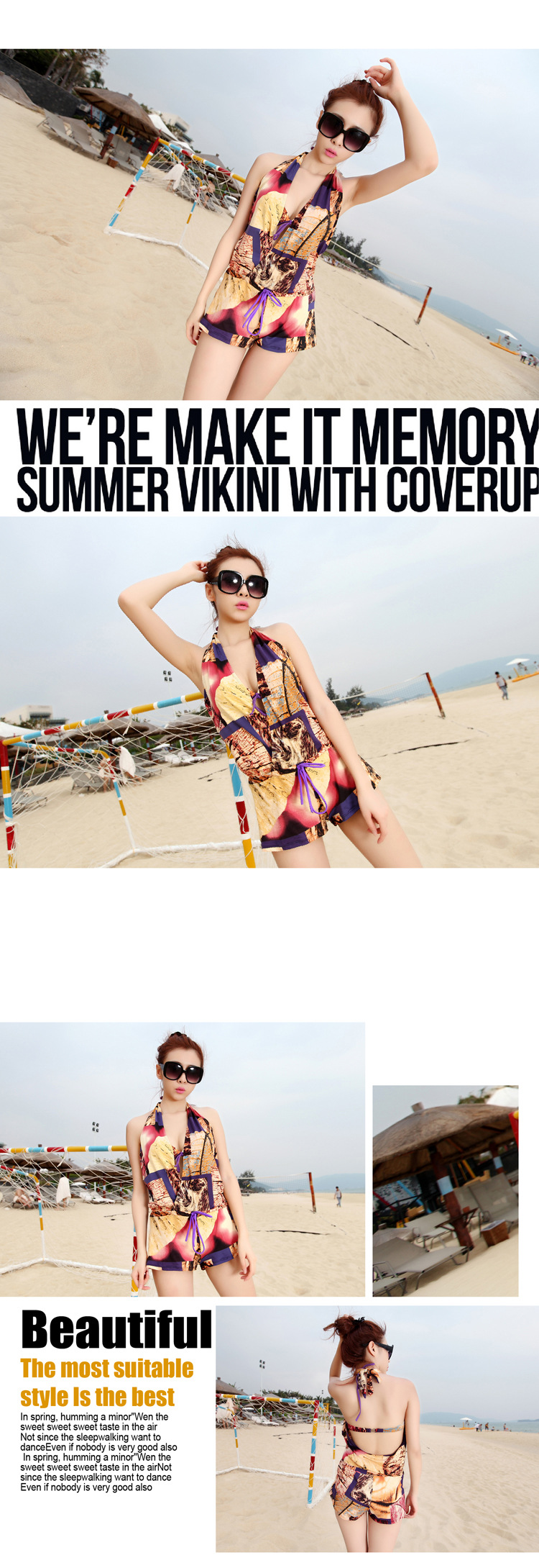 ชุดว่ายน้ำ เซต 3 ชิ้น สีน้ำตาล รอบอก 32-36 สะโพก 30-36 นิ้ว ชุดด้านนอก เป็นชุดกางเกงขาสั้นสวยมากค่ะ