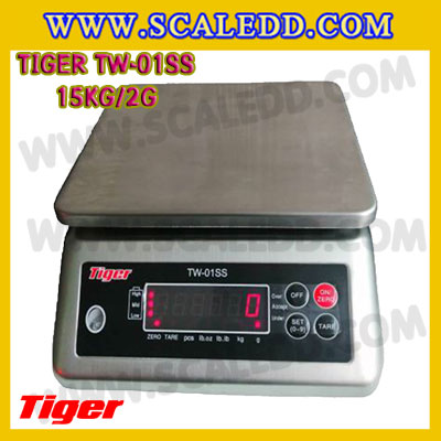 เครื่องชั่งกันน้ำ15kg รุ่น TW-01SS ตาชั่งกันน้ำ15kg เครื่องชั่งดิจิตอลกันน้ำ15kg พิกัด 15kg ความละเอียด 2g Waterproof Digital Scale ยี่ห้อ Tiger รุ่น TW-01SS