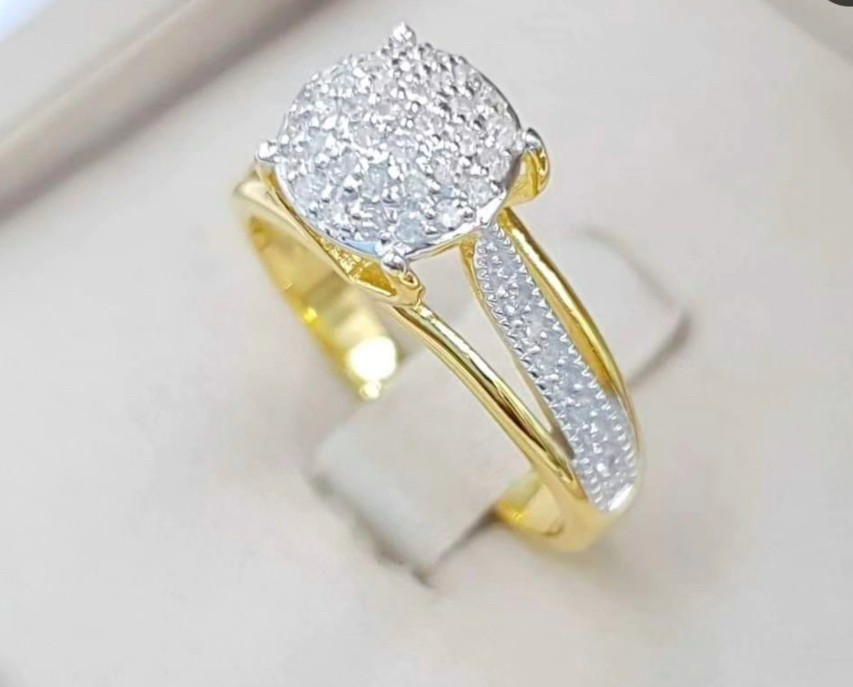 พร้อมส่งและสั่งผลิตแหวนเพชรทรงซ้อเพชรทรงจุกชูเกียรติมากค่ะ แหวนแต่งงาน แหวนหมั้น ใส่เที่ยว ออกงาน แหวนทองคำ 9K เพชรกุหลาบแท้ 0.26 กะรัต 52 เม็ด ราคาถูกมาก ส่งฟรี