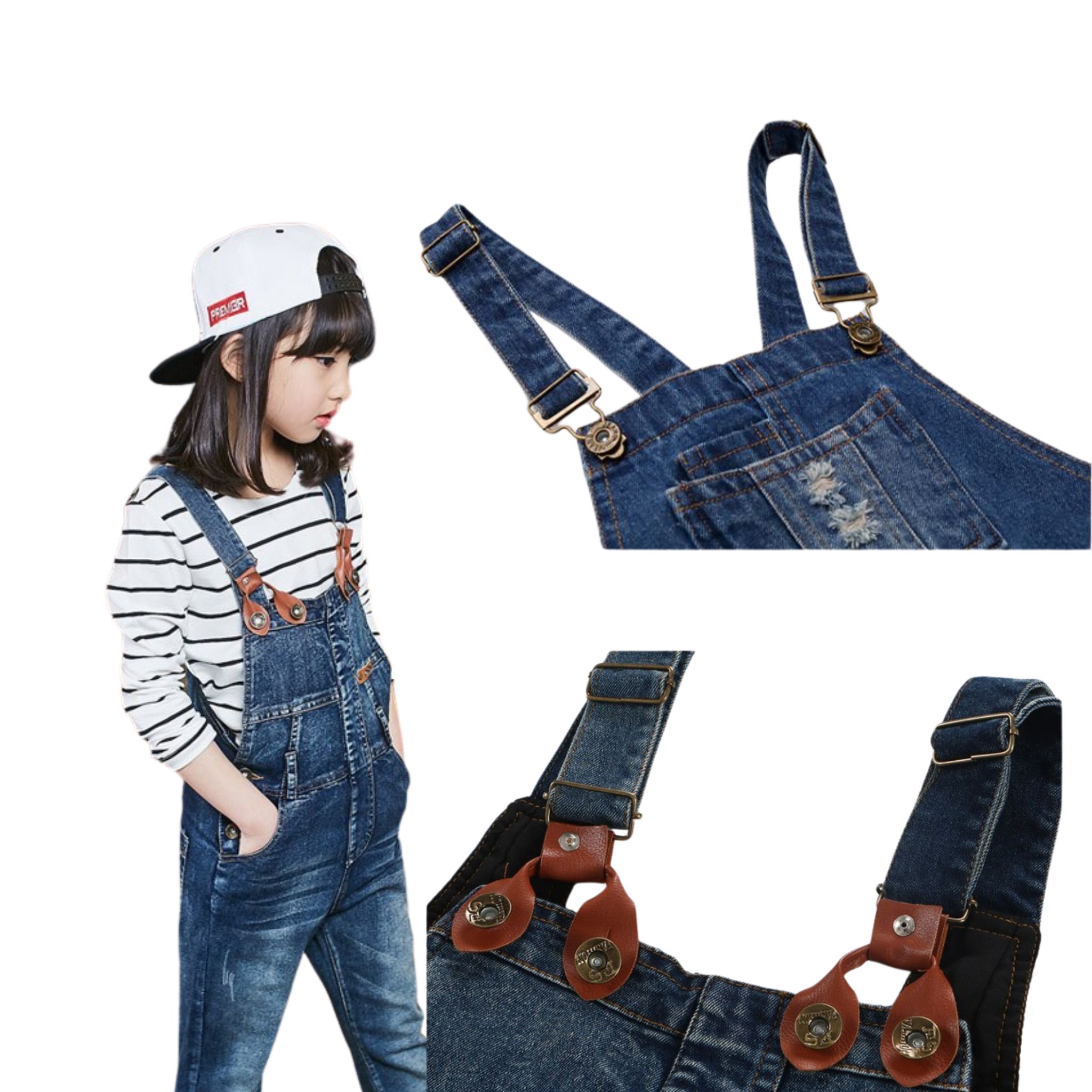 พร้อมส่ง ชุดเด็ก ชุดเซ็ต เดรสแขนยาว+เอี้ยมยีนส์ เอี๊ยมเด็ก