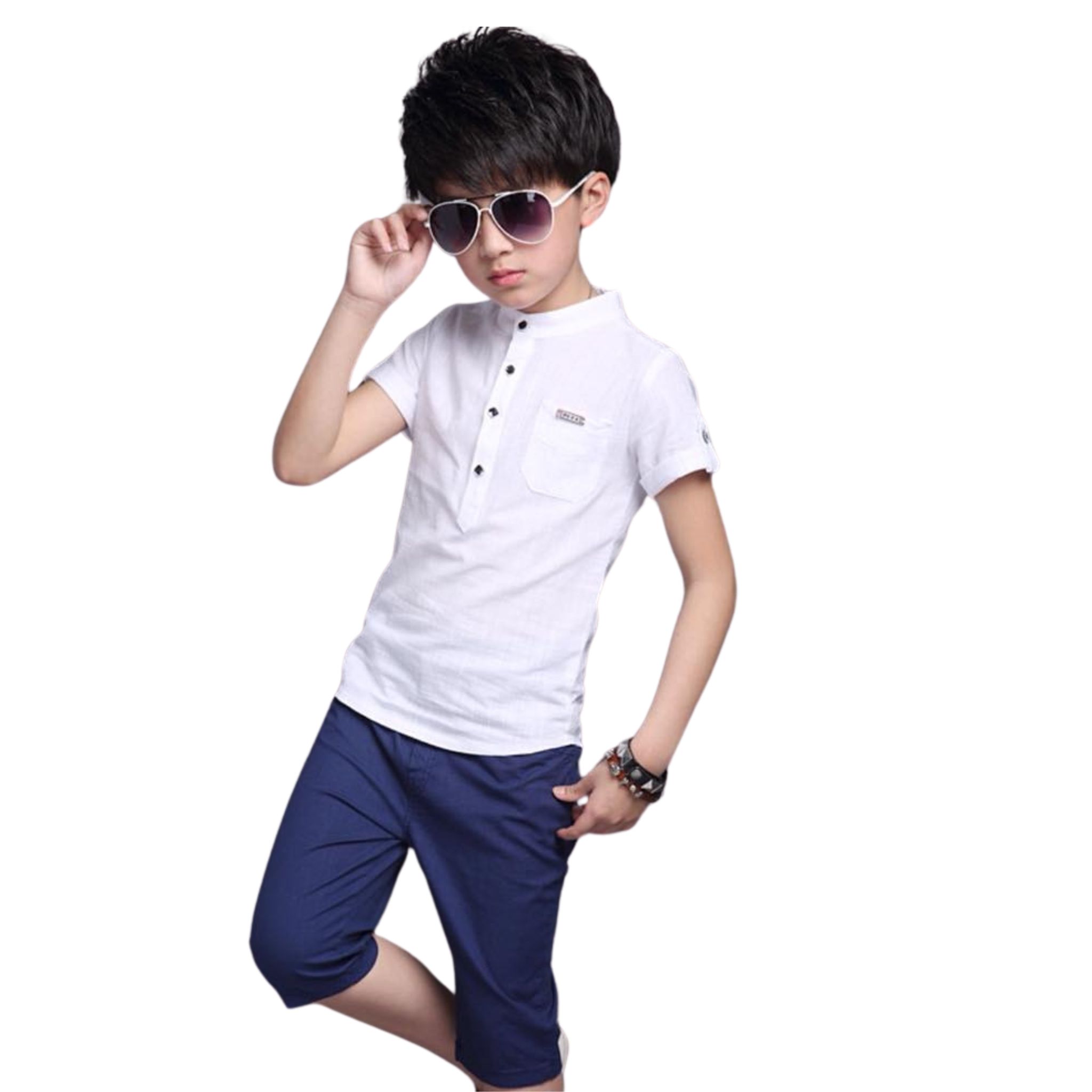 สินค้าพร้อมส่ง ชุดเซ็ต เสื้อขาว+กางเกงขาสามส่วน