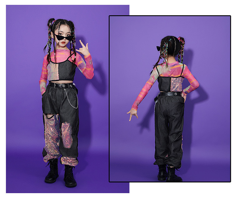 ชุดเต้น ชุดฮิปฮอป เสื้อแขนยาว + กางเกงขายาว สไตล์แบลคพิ้ง