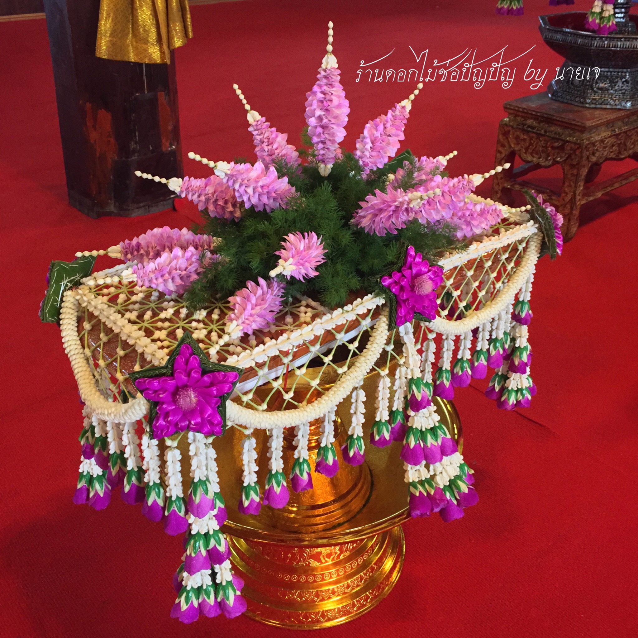ชุดเครื่องบวชดอกไม้สด ชุดD3 ส่งงานวัดสง่างาม อ.บางไทร .อยุธยา