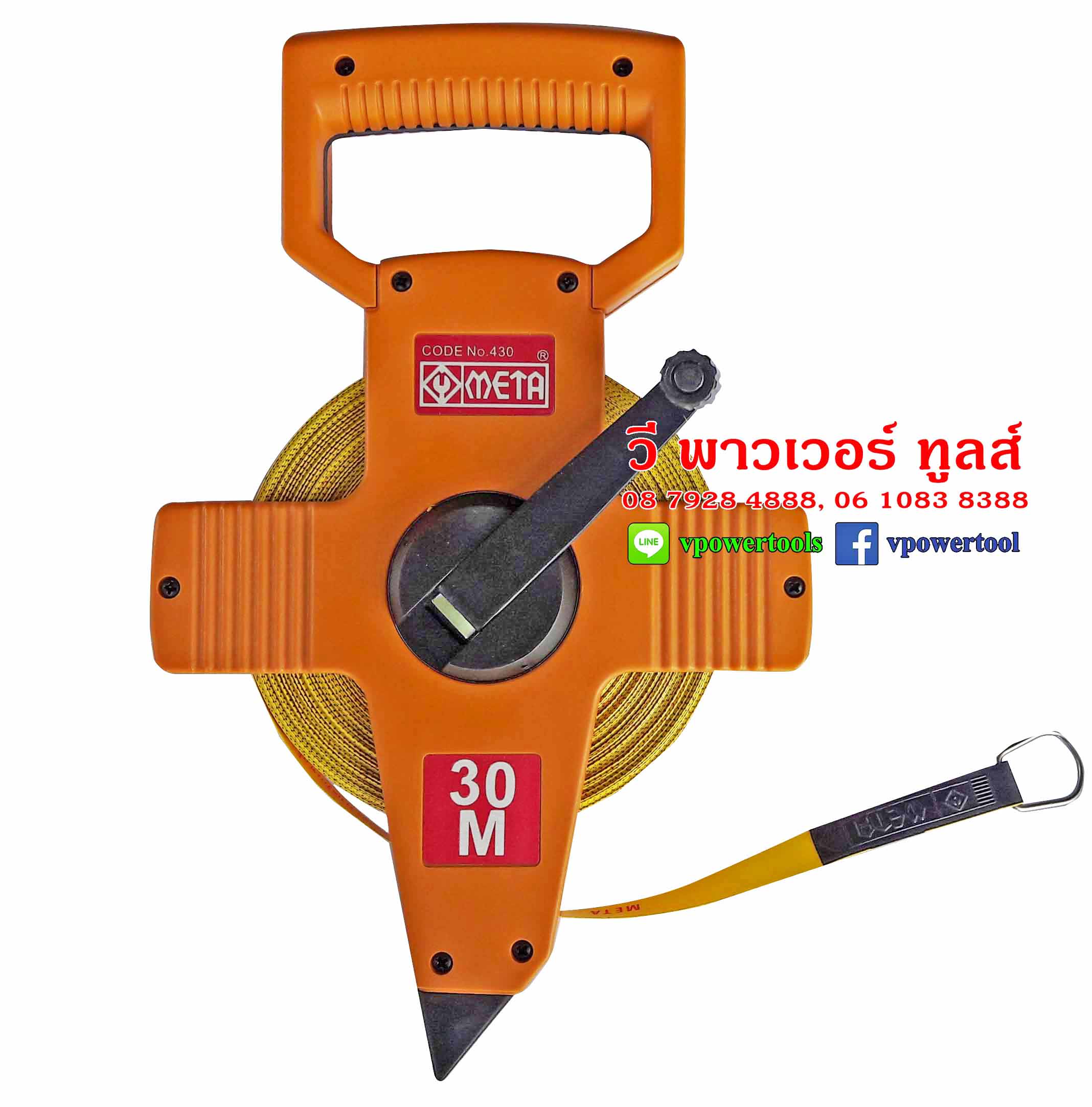 META เทปวัดสายไฟเบอร์กลาส 30ม. (100ฟุต) รุ่นมือถือ แบบเปลือย