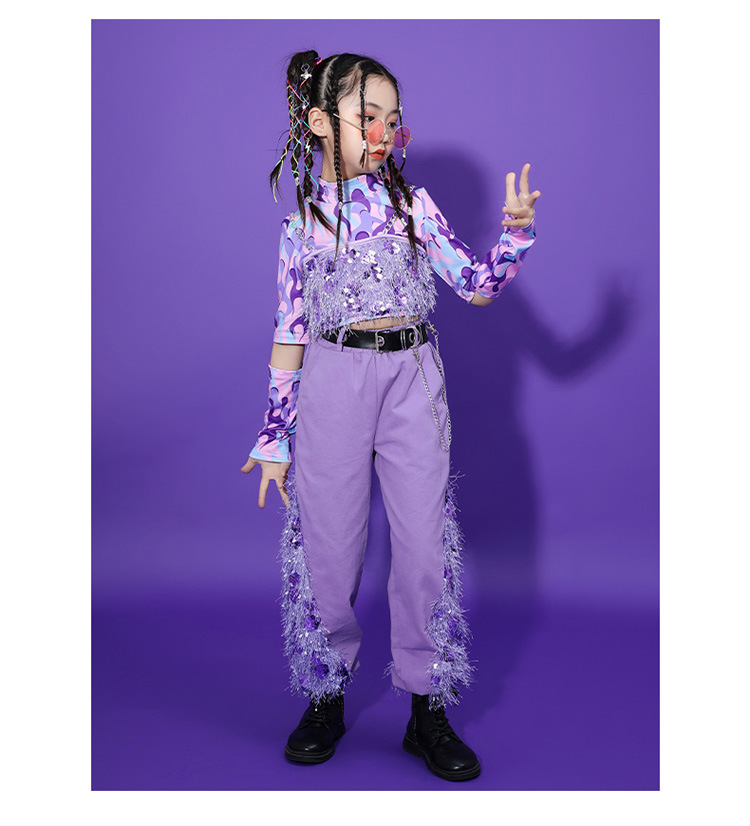 ชุดเต้น ชุดฮิปฮอป เซ็ตสีม่วง ทีมม่วง สินค้าพร้อมส่ง