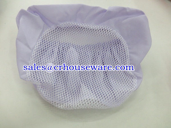 หมวกทรงแก็บด้านหลังเป็นตะข่าย มีระบาย สีขาว 044-TMV-2098