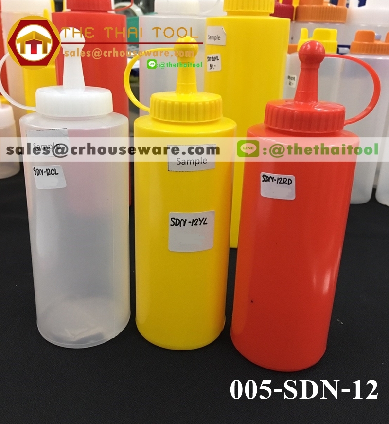 ขวดบีบซอส มีจุกปิด พลาสติก Squeeze Dispensers with Cap 12 oz.
