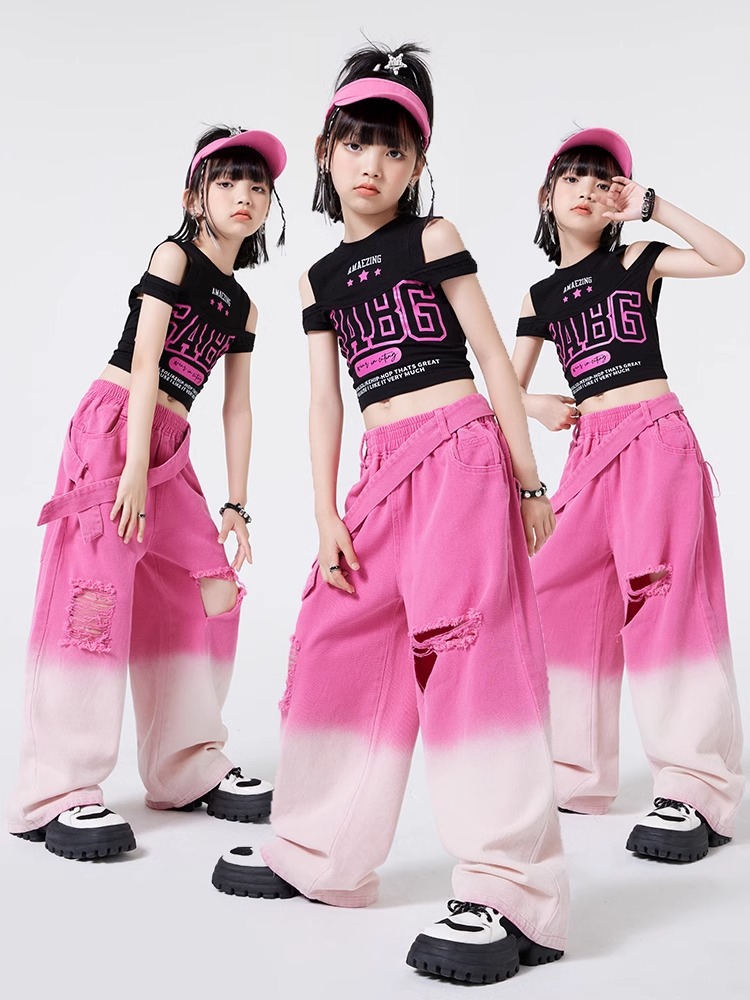 พร้อมส่ง ชุดเต้น เสื้อเปิดไหล่+กางเกงคาร์โก้ แดงไวน์