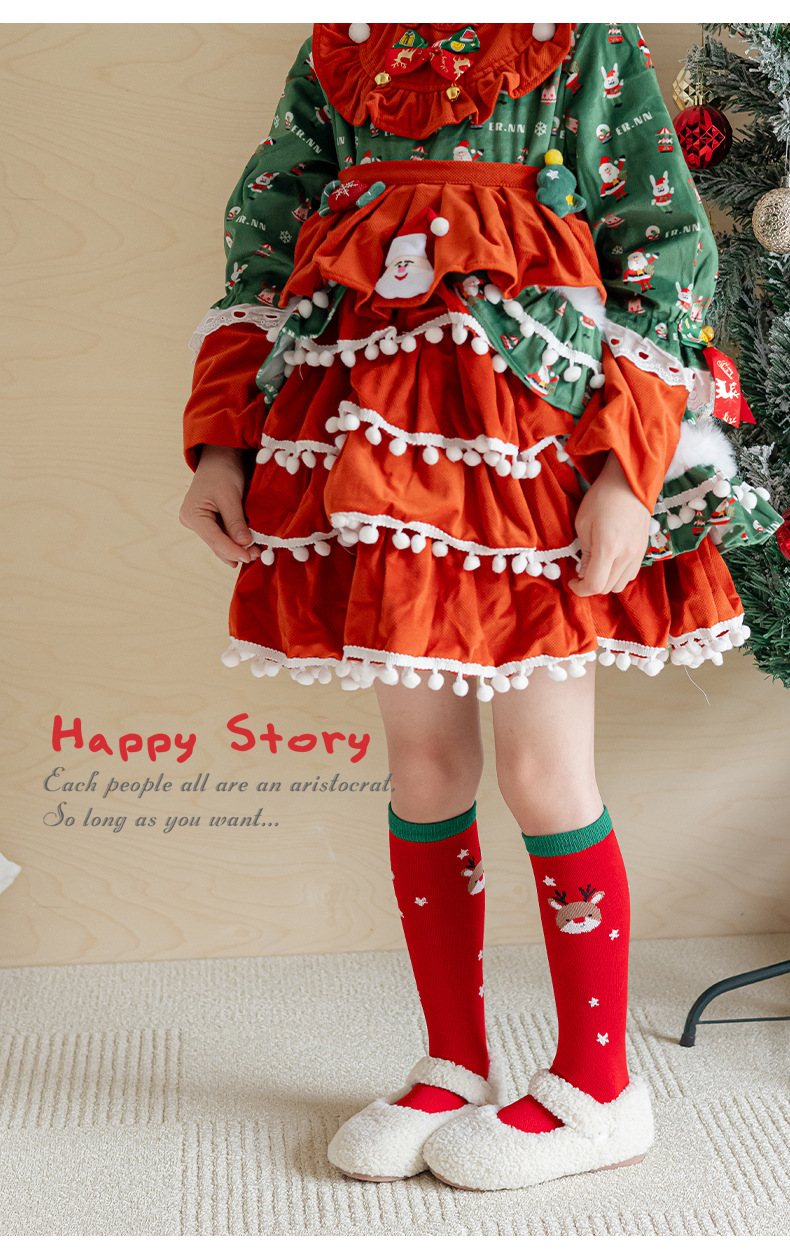 friendly4kid ถุงเท้ายาว ถุงเท้าเด็ก สีแดง คริสมาสต์