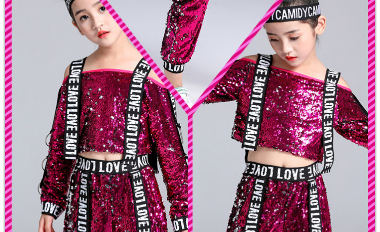 **พร้อมส่ง**ชุดเต้น ชุดฮิปฮอป เสื้อแขนยาว ปักเลื่อม พร้อมกางเกงขาขายาว