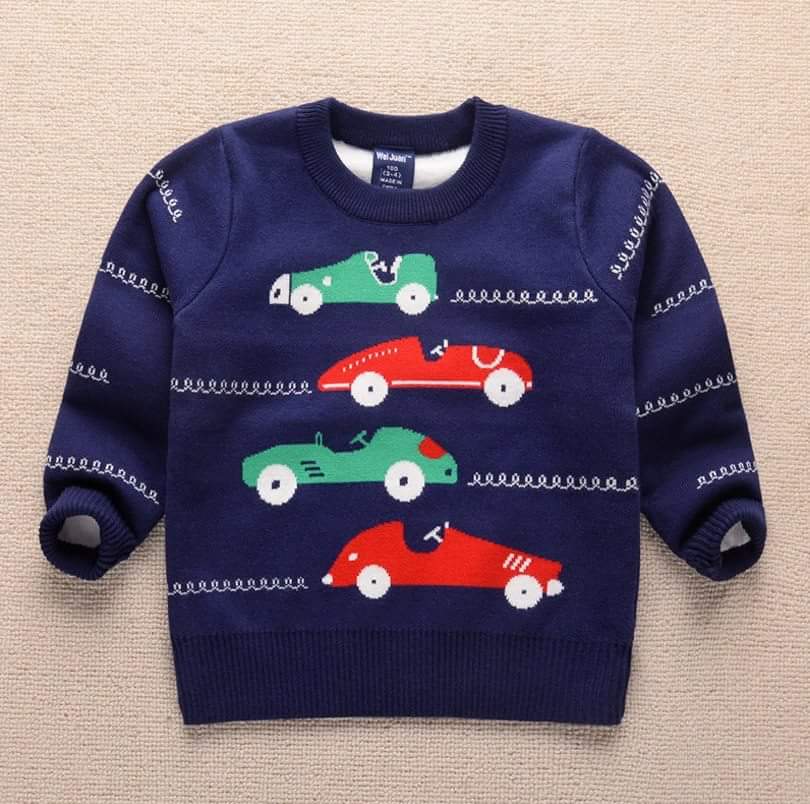 เสื้อกันหนาวไหมพรม ลายรถ