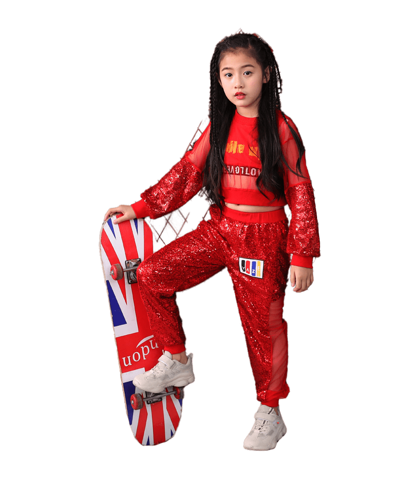 ชุดหรีดเดอร์ ชุดเชียร์ ชุดเต้น ชุดแดนซ์ ปักเลื่อมแขนยาว ขายาว