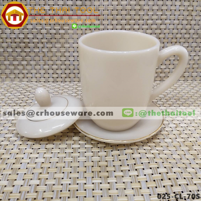 ชุดน้ำชาเนื้อมุก 3 ชิ้น สีกาแฟลาเต้