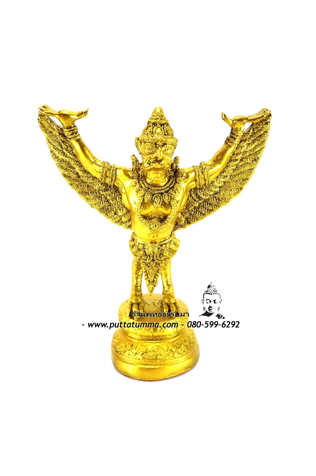 พญาครุฑ สีทอง เนื้อเรซิ่น พิมพ์ลอย ขนาด 5 นิ้ว สูง 10 นิ้ว
