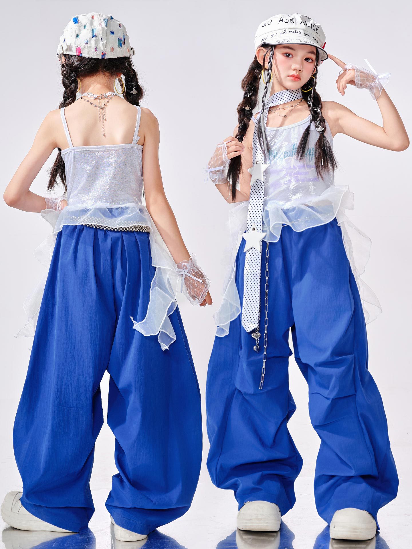 ชุดเต้น เซ็ตเสื้อ+กางเกงเซ็ตฟ้า