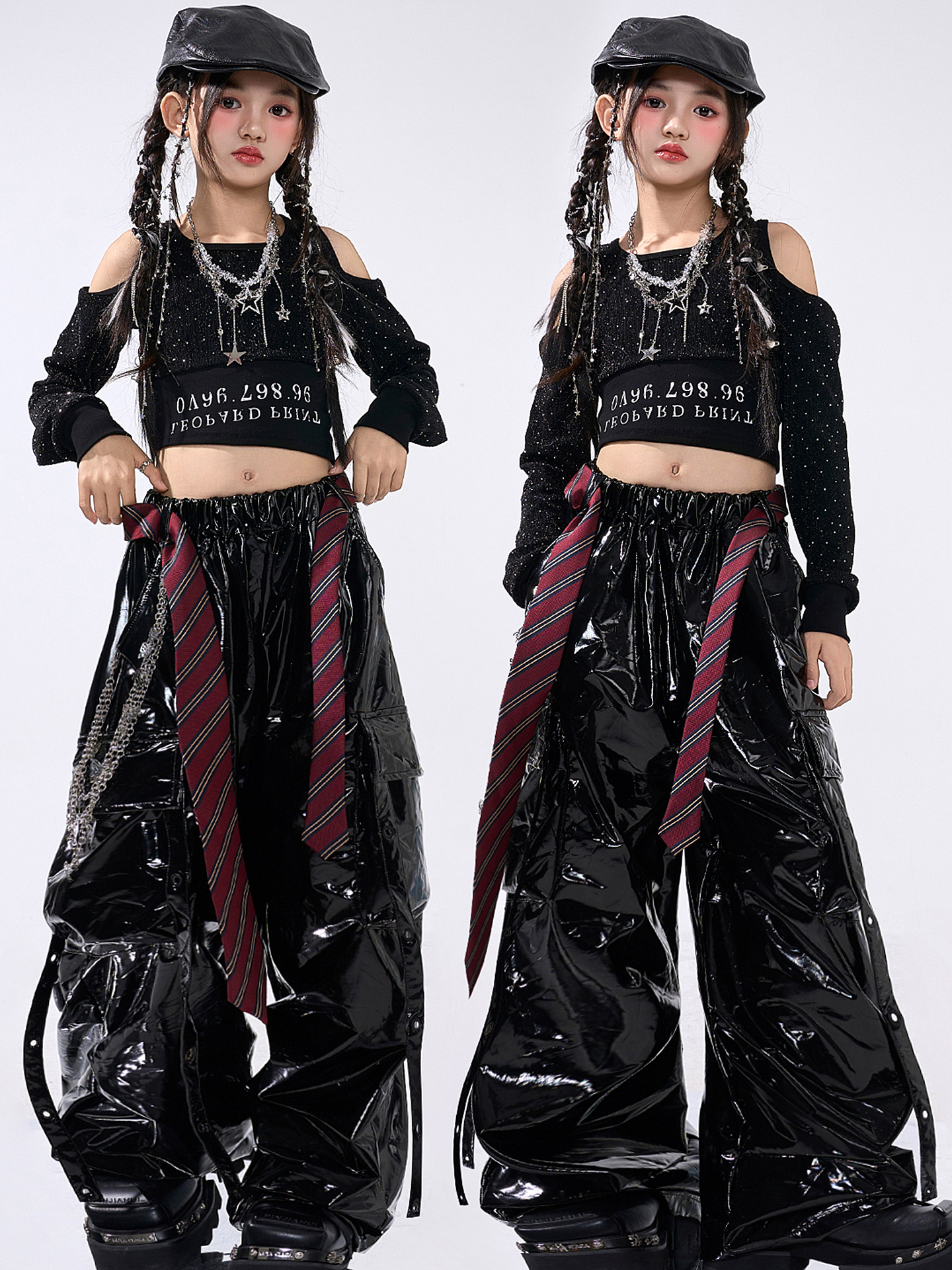 friendly4kid พร้อมส่ง ชุดเต้นเด็กหญิง HipHop Jazz เสื้อแขนยาว