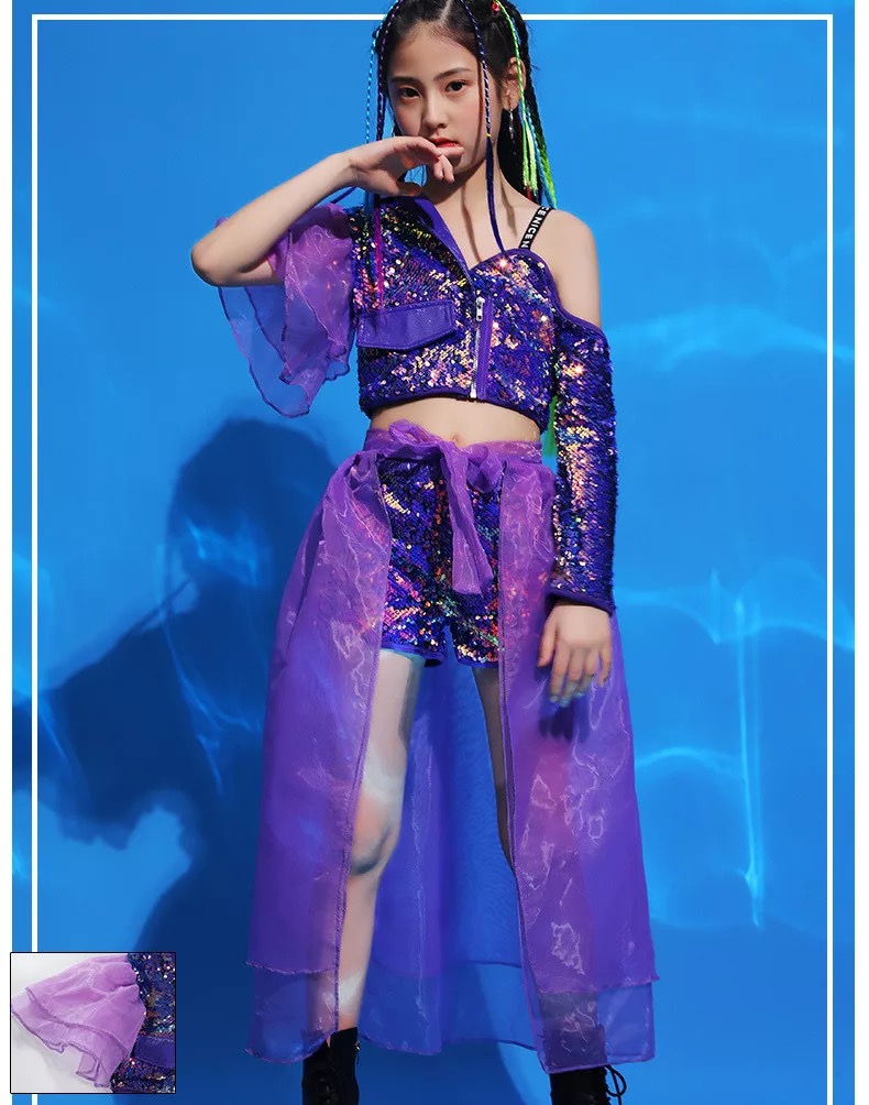 พร้อมส่ง****ชุดเต้น ชุดแดนซ์ ฮิปฮอป เสื้อแขนยาว+กางเกง+ผ้าคลุม