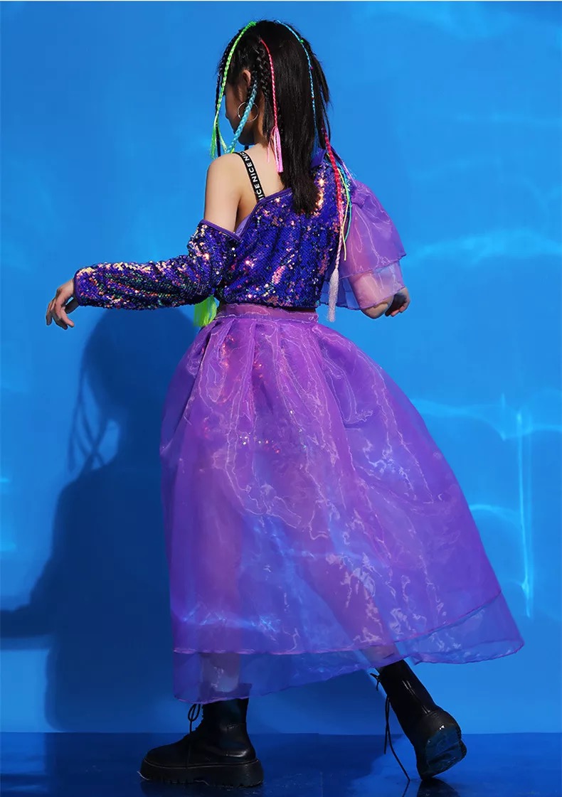 พร้อมส่ง****ชุดเต้น ชุดแดนซ์ ฮิปฮอป เสื้อแขนยาว+กางเกง+ผ้าคลุม