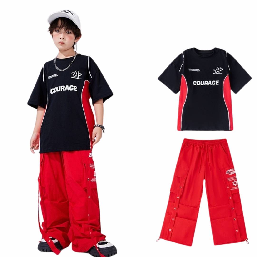 พร้อมส่ง ชุดเต้น เซ็ตชายหญิง เสื้อแขนสั้น+กางเกงขายาวสายรัด