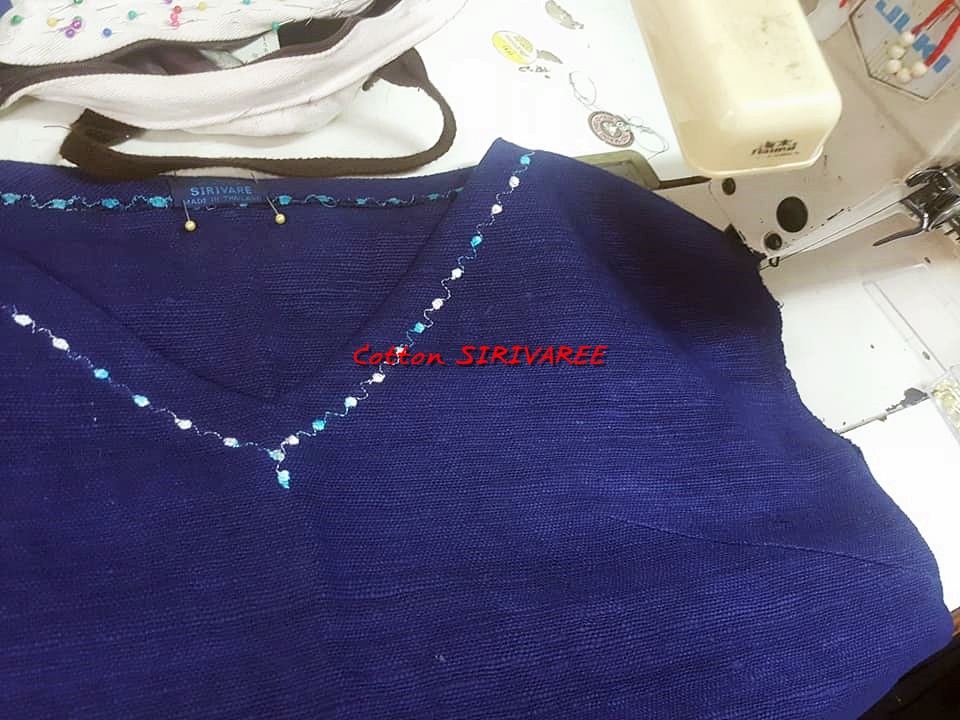 SIRIVAREE,SIVA Thai Cotton 100%, Polo shirt and hand embroidery By Cotton SIRIVAREE Top Thai Brand White, black ,blue ,the sugar L,XL