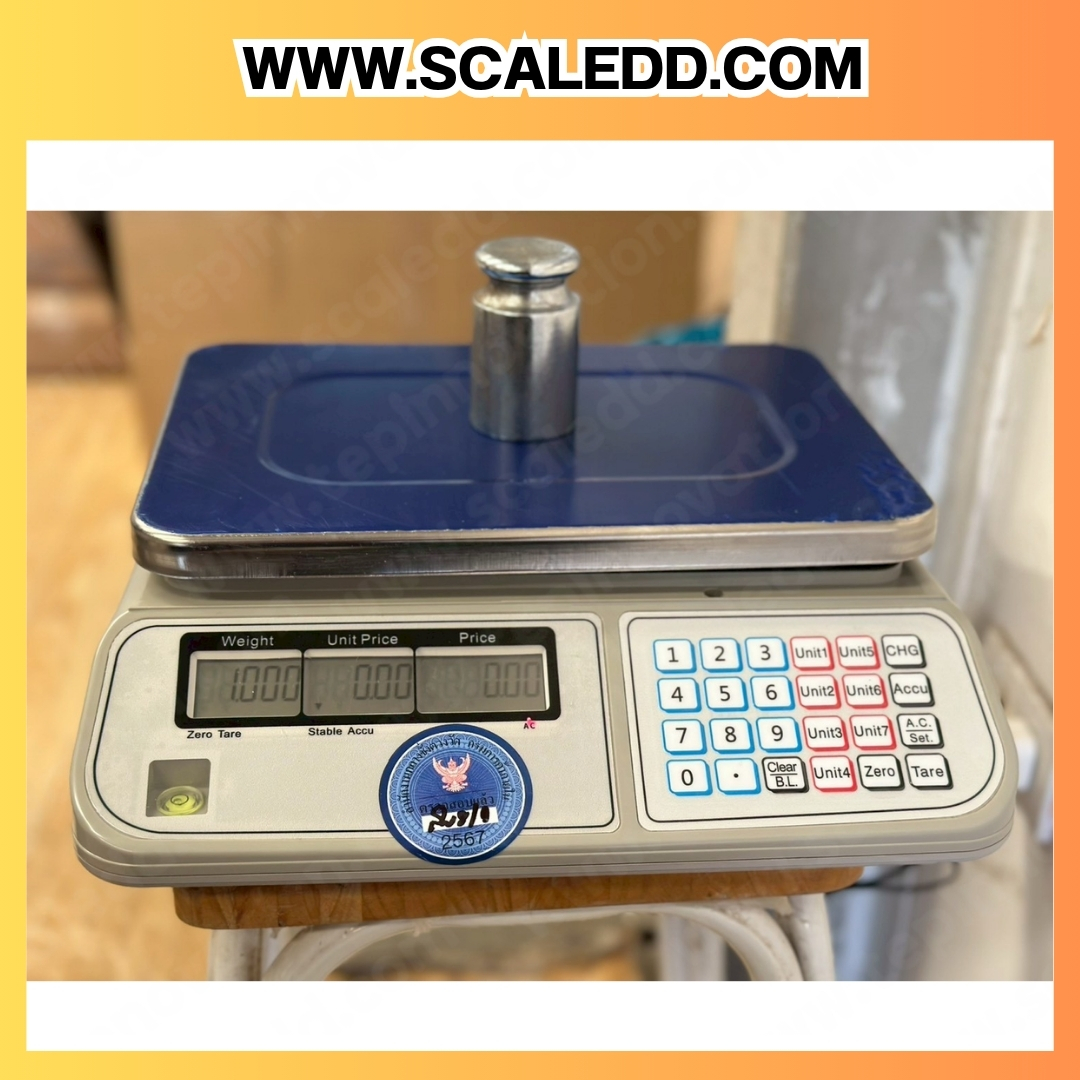เครื่องชั่งดิจิตอลแบบตั้งโต๊ะ พิกัดน้ำหนัก 30kg. ค่าละเอียน 5g. รุ่น ACS-30A (เครื่องชั่งผ่านตรวจรับรองจากสำนักชั่งตวงวัด)