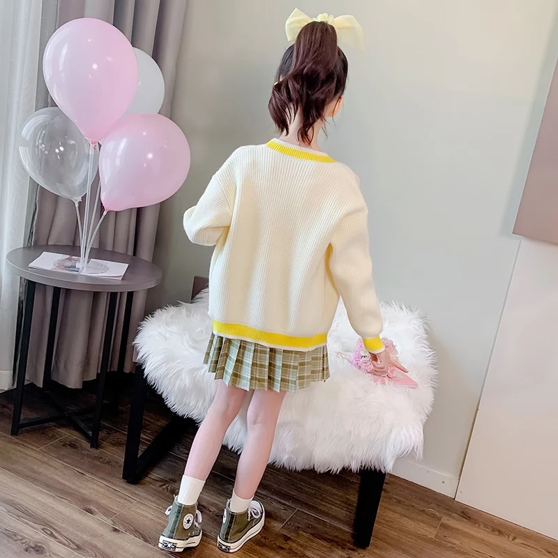 F-กันหนาว: เสื้อกันหนาวเด็ก ไหมพรม คาดิแกน สีพาสเทล