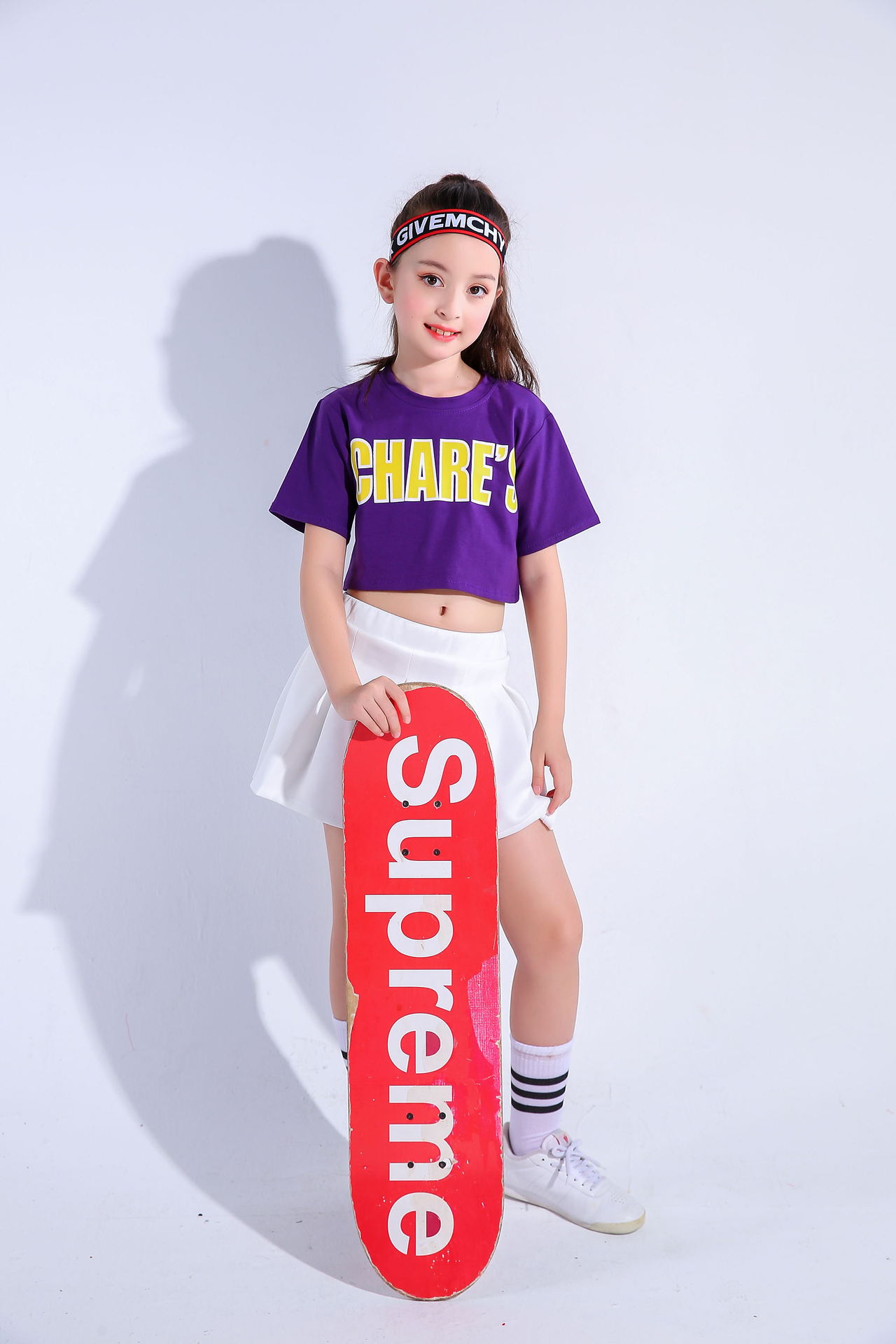 พร้อมส่ง ชุดเต้น ชุดหรีดเดอร์ ชุดเชียร์ เสื้อแขนสั้น+กระโปรงขาว