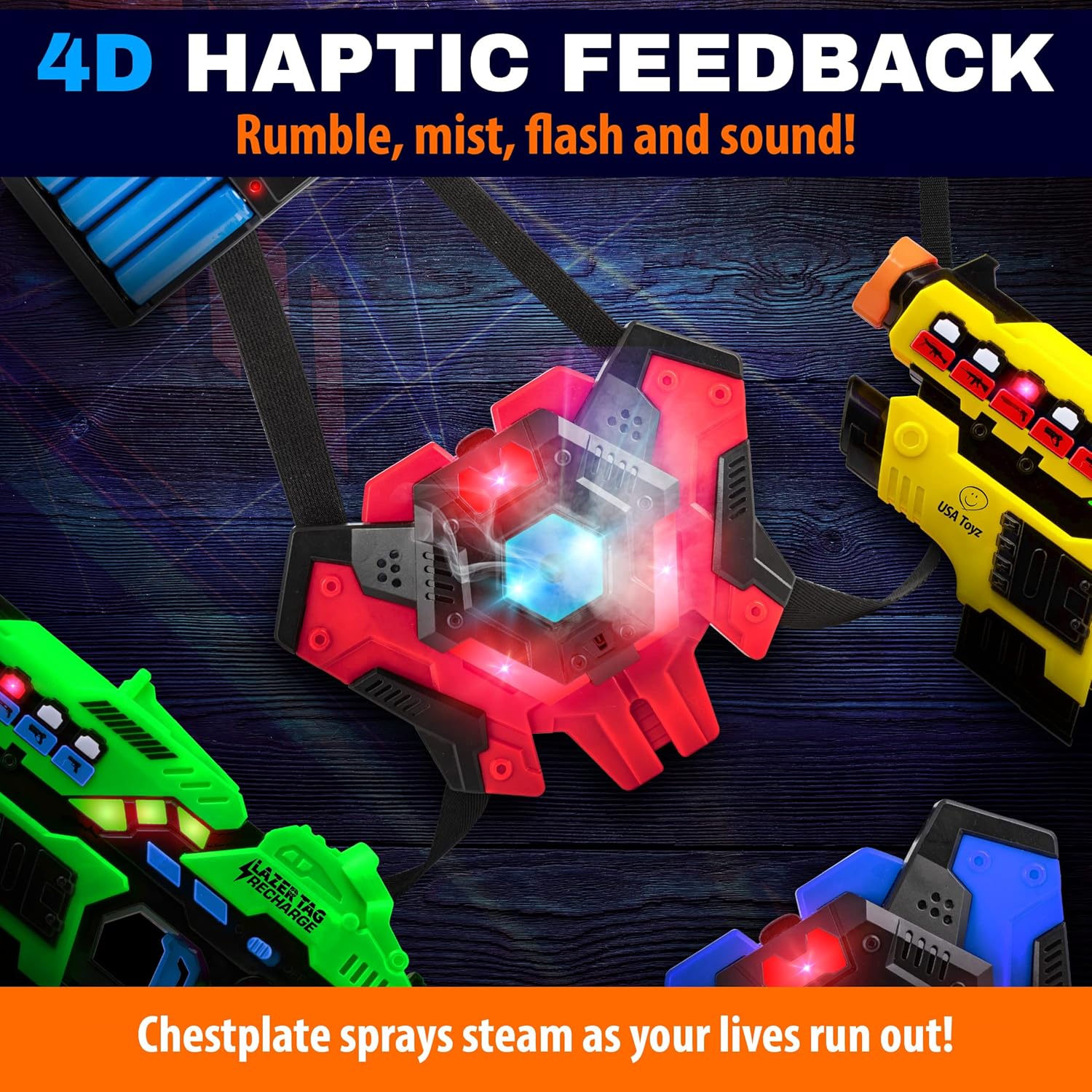 ชุดปืนเลเซอร์ USA Toyz Rechargeable Laser Tag Game, 4 Pack Set with Guns and Vests