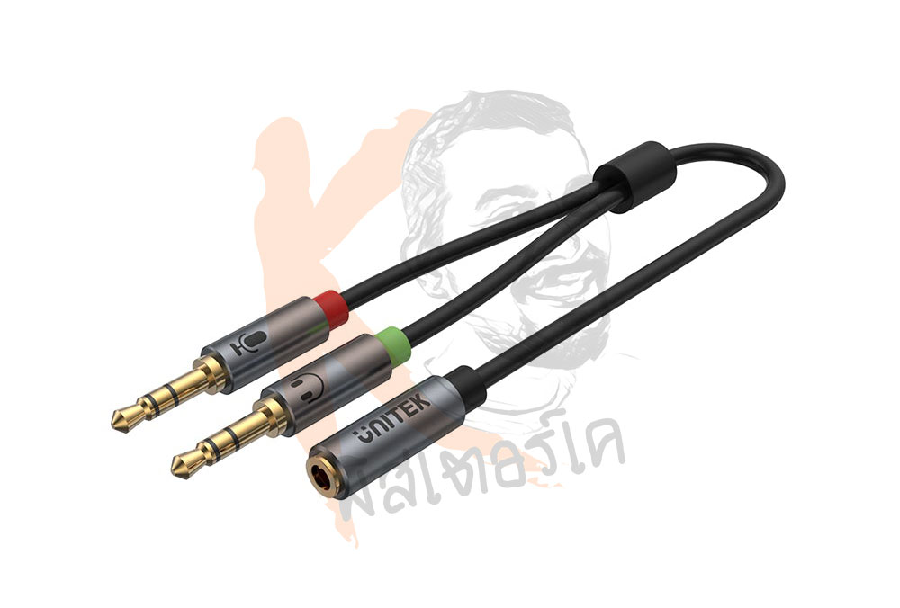ตัวรวมหูฟัง กับ ไมค์ AUX 3.5mm 2 ออก 1 Headset Adapter by Unitek