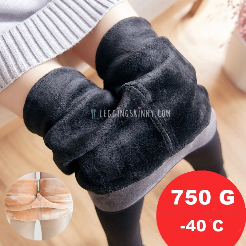 750 G เลกกิ้งกันหนาวบุขนแคชเมียร์หนาพิเศษ ติดลบ 40 องศา สีดำ/สีเนื้อ