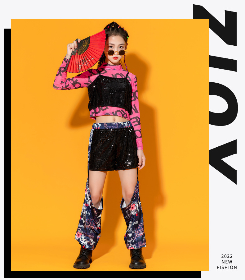 ชุดเต้น ชุดฮิปฮอป เสื้อแขนยาว + กางเกงขายาว สไตล์แบลคพิ้ง