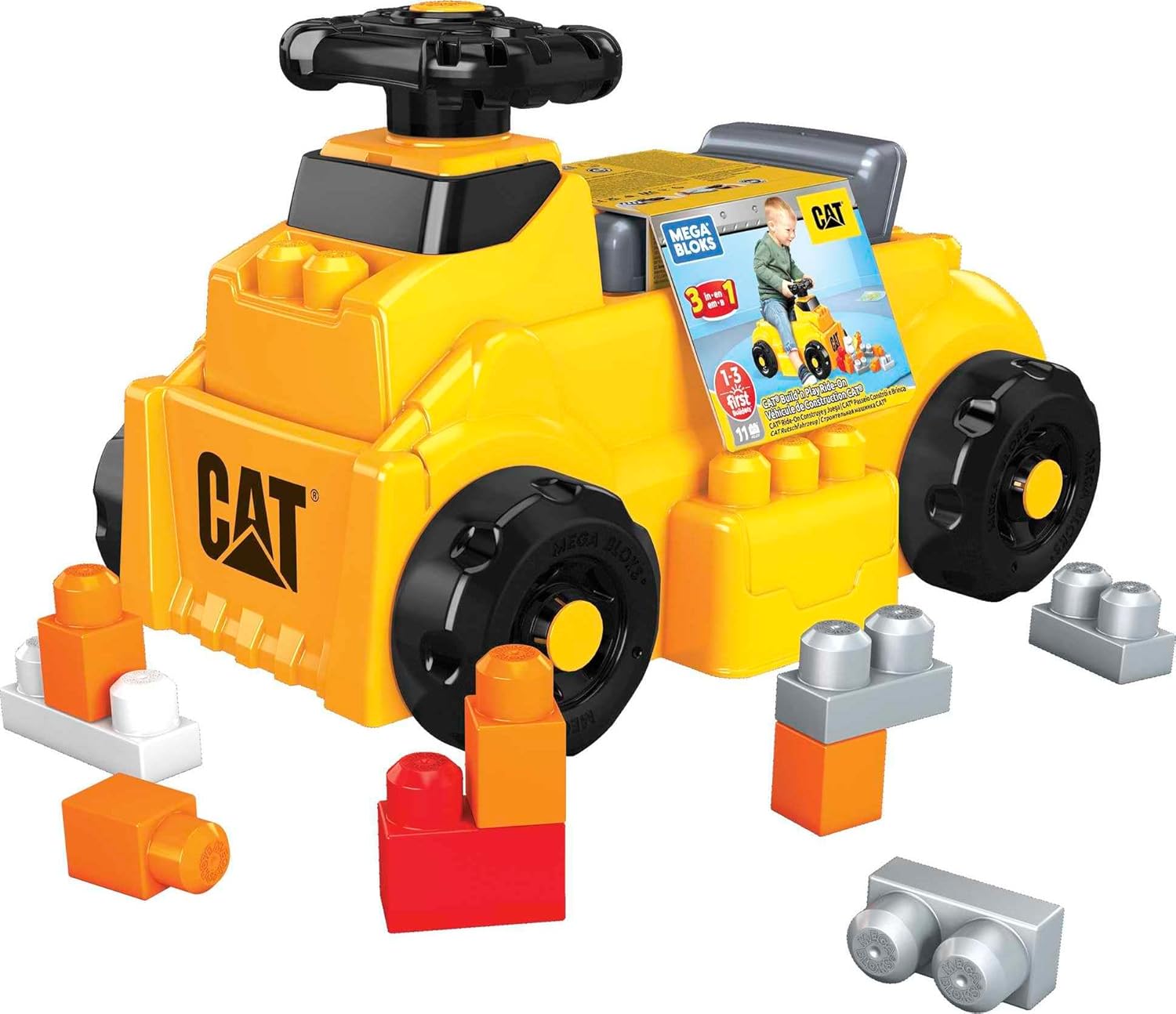 รถขาไถพร้อมตัวต่อ MEGA BLOKS First Builders Cat Toddler Building Blocks Toy Set