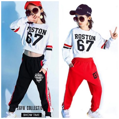 ชุดเต้น ชุดแดนซ์ เสื้อสีขาวแขนยาว+กางเกงขายาว