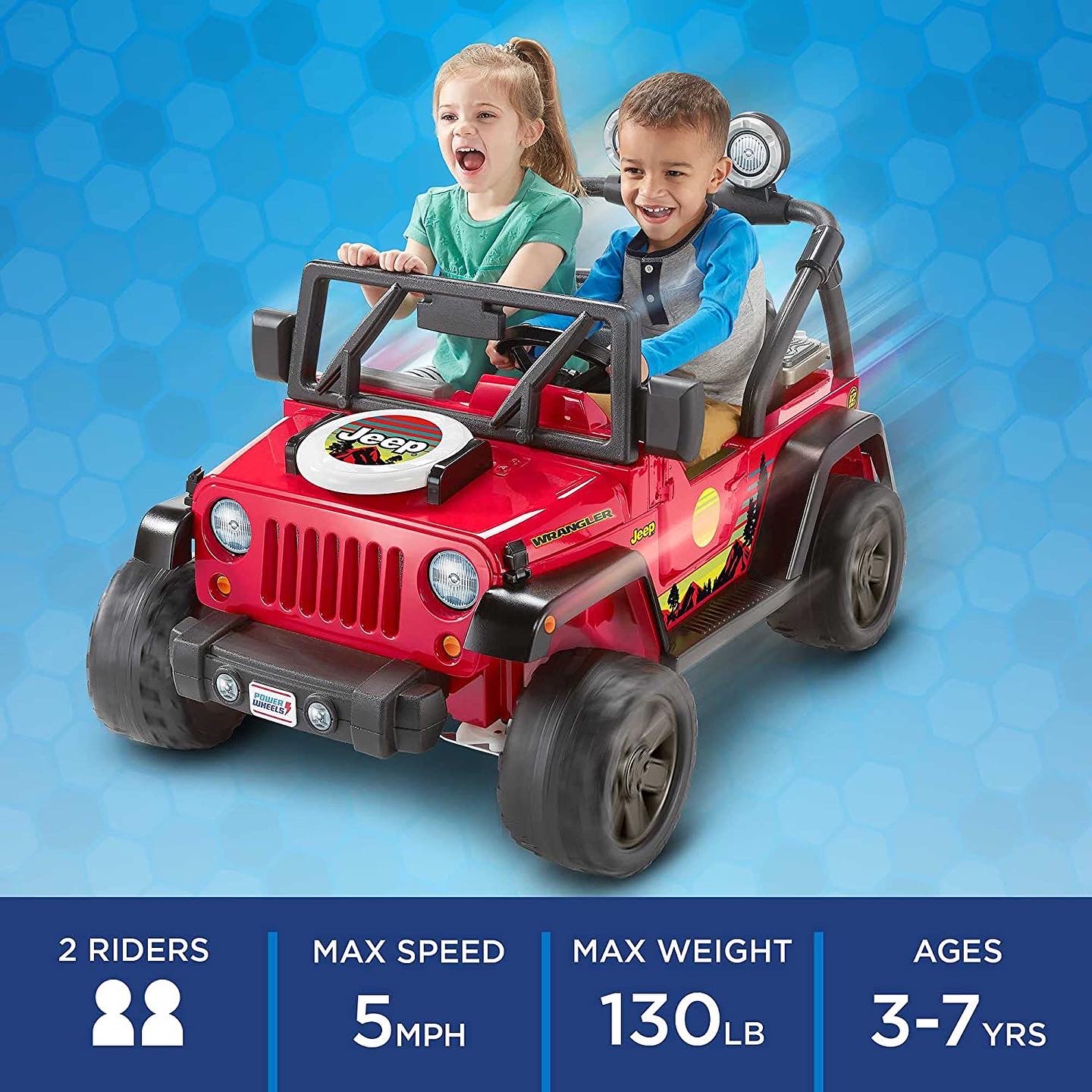 รถแบตเตอรี่ Power Wheels BBQ Fun Jeep Wrangler, 12V battery-powered ride-on vehicle with pretend grill and food
