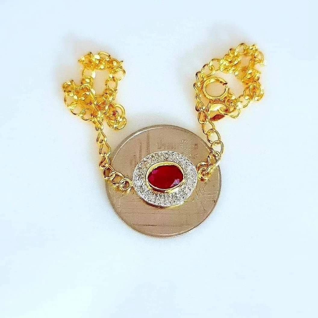 พร้อมส่งและสั่งผลิตสร้อยข้อมือทองเพชรแท้ล้อมพลอยทับทิมแท้ แต่งงาน หมั้น ใส่เที่ยว ออกงาน ทองคำ 9K เพชรกุหลาบแท้ 0.07 กะรัต 17 เม็ด ราคาถูกมาก ส่งฟรี