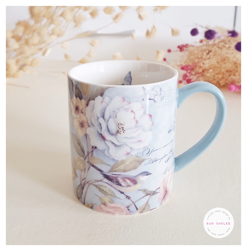 Ceramic Mug - Cottage Bird แก้วเซรามิค ลายดอกไม้