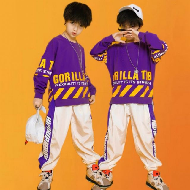 พร้อมส่ง ชุดเต้น ชุดแดนซ์ เซ็ตสีม่วง-ขาว