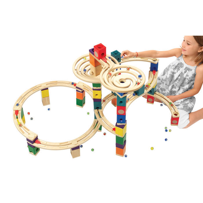 รางลูกแก้ว Hape Quadrilla Wooden Marble Run Construction