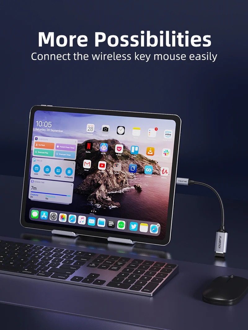 OTG 10Gbps USB-C Male to USB-A Female Adapter by Cabletime