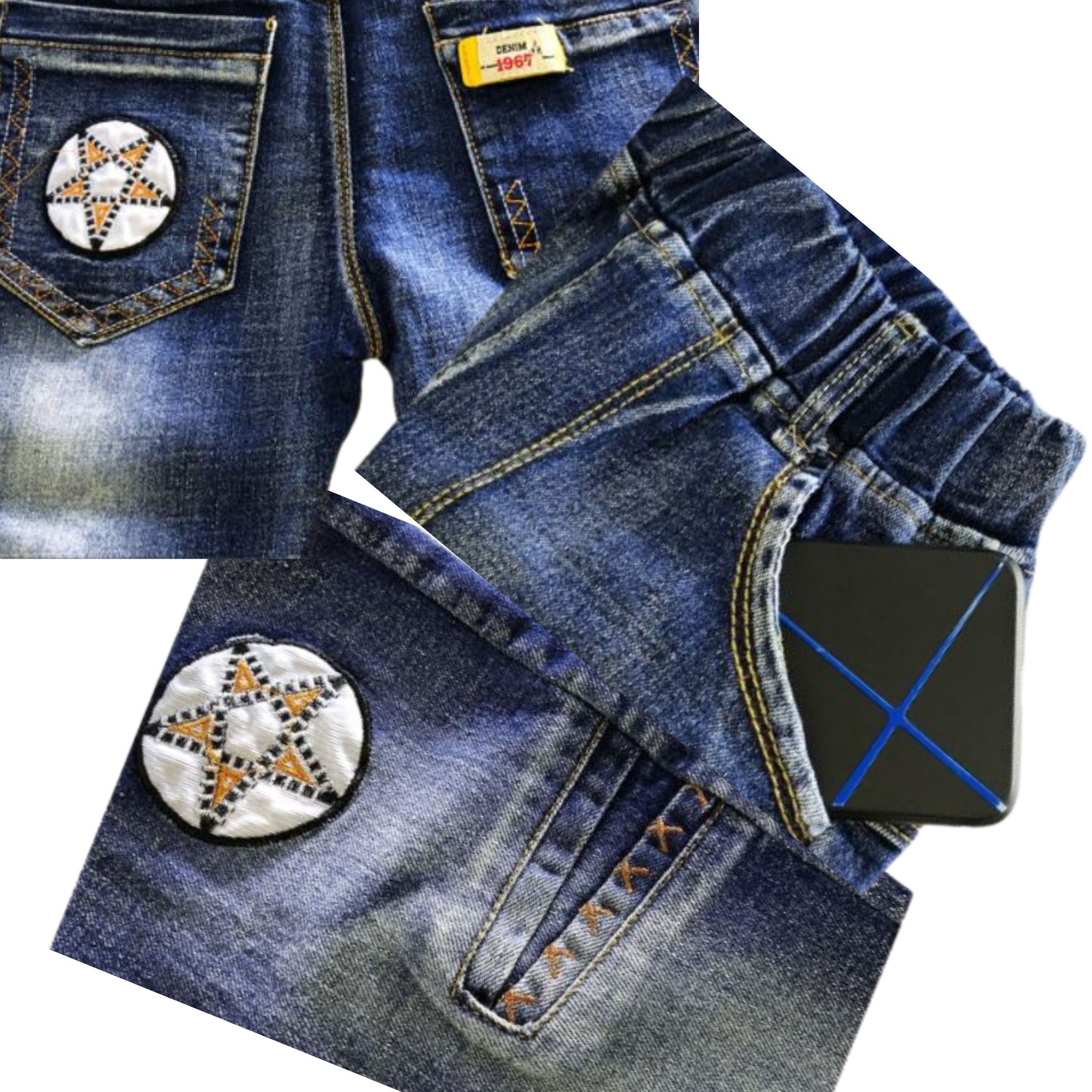 สินค้าพร้อมส่ง กางเกงยีนส์เด็กชาย แต่งลาย